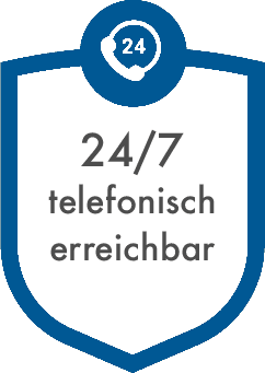 24/7 telefonisch erreichbar